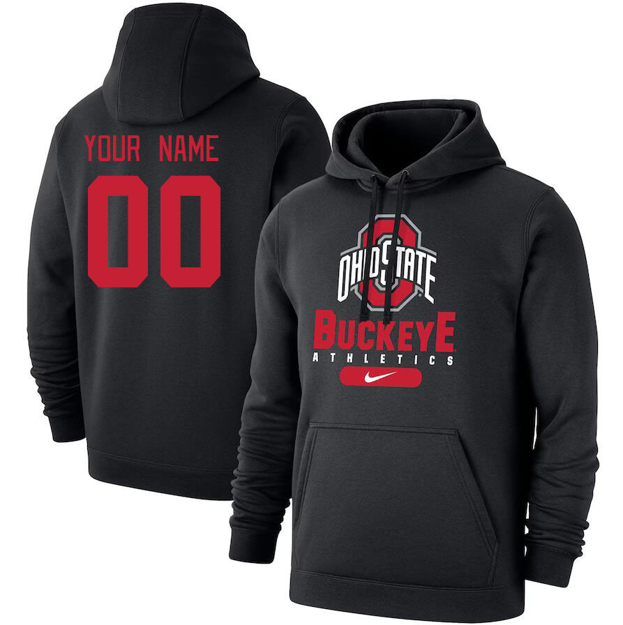 Custom Ohio State Buckeyes Name And Number College Hoodie-Black